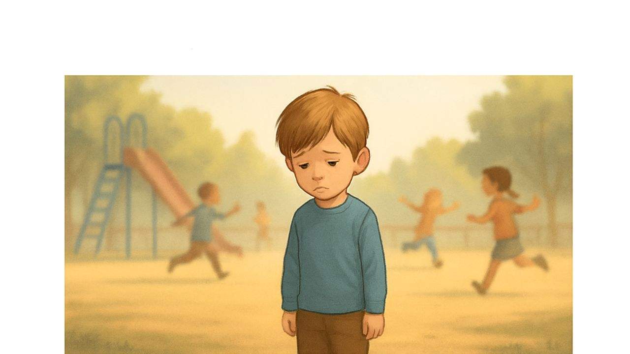 Mitä norjalainen tutkimus paljastaa estyneisyyden juurista kuva, lapsi yksin toisten leikkiessä